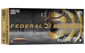 Picture of Federal Premium ELD-X Rifle Ammunition 300 PRC 212gr PT 2860 fps 20/ct P300PRCELDX1