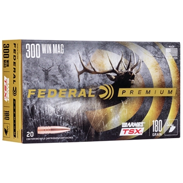Picture of Federal Premium, 300 Winchester Magnum, 180 Grain, Barnes TSX, 20 Round Box P300WP