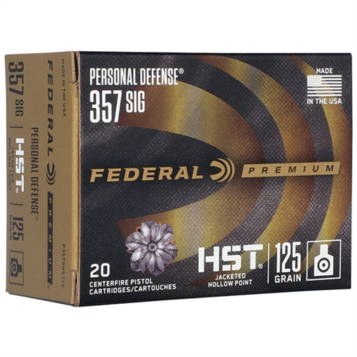 Picture of Federal Premium Personal Defense 357Sig 125gr HST Jacketed Hollow Point 20 Per Box/10 Case P357SHST1S