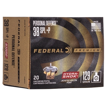 Picture of Federal Premium Personal Defense 38Special+P 129gr Hydra-Shok Jacketed Hollow Point 20 Per Box/25 Case P38HS1