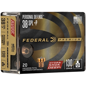 Picture of Federal Premium Personal Defense 38Special+P 130gr Hydra-Shok Deep Hollow Point 20 Per Box/10 Case P38HSD1