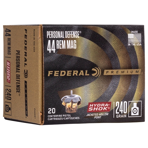 Picture of Federal Premium Personal Defense 44RemMag 240gr Hydra-Shok Jacketed Hollow Point 20 Per Box/25 Case P44HS1