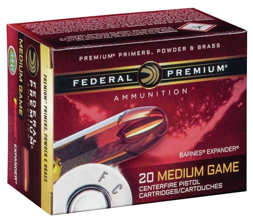 Picture of Federal Premium, 454 Casull, 250 Grain, Barnes Expander, Lead Free, 20 Round Box, California Certified Nonlead Ammunition P454XB1