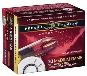 Picture of Federal Premium, 454 Casull, 250 Grain, Barnes Expander, Lead Free, 20 Round Box, California Certified Nonlead Ammunition P454XB1