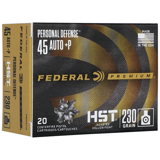 Picture of Federal Premium Personal Defense 45ACP+P 230gr HST Jacketed Hollow Point 20 Per Box/10 Case P45HST1S
