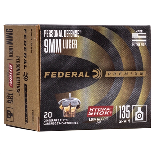 Picture of FEDERAL PREMIUM PRSNL DEF AMO 9MM 135GR HS JHP 20RD PD9HS5 PD9HS5H