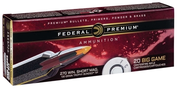 Picture of FEDERAL PREMIUM AMO 270 WSM 130GR TROPHY BONDED TIP V-SHK 20RD (10 BOX CASE) P270WSMTT1