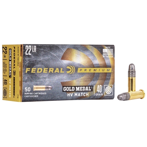 Picture of Federal Premium Gold Medal HV Rimfire Ammunition .22 LR 40 gr SLD 1200 fps 50/box 719