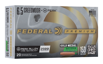 Picture of Federal Federal Premium Gold Medal Rifle Ammo 6.5 Creedmoor+Peak 153gr. Sierra MatchKing 20rd. GM65CRDPKTMK1