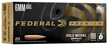 Picture of Federal Federal Premium Gold Medal Rifle Ammo 6mm ARC 108 gr. Berger Boat-Tail 20 rd. GM6ARCBT1