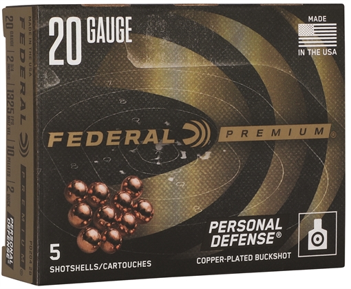 Picture of Federal PERSONAL DEFENSE-FLITECONTROL WAD, 20 Gauge, 2.75", 2 Buck Shot, Copper-Plated Pellets, 5 Round Box PD204 2B PD2042B