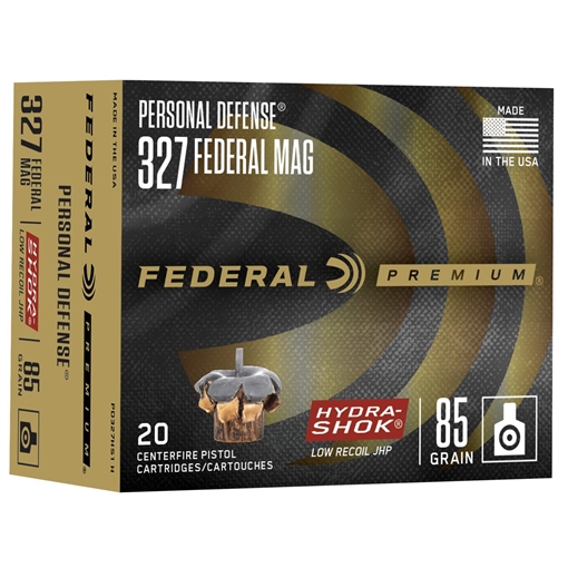 Picture of Federal PD327HS1H Hydra-Shok 327Federal Mag 85gr Jacketed Hollow Point 20 Per Box/10 Case PD327HS1H PD327HS1 H