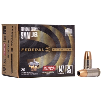 Picture of Federal Premuim Personal Defense Handgun Ammunition 9mm Luger 147 gr JHP 1000 fps 20/box P9HS2