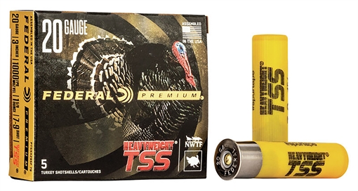 Picture of Federal Heavyweight TSS with Flightcontrol Flex, Lead Free, 20 Gauge 3", 7/9 Combo, 1 5/8oz, 5 Round Box, California Certified Nonlead Ammunition PTSSX295F 79 PTSSX295F79