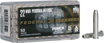 Picture of Federal Premium Personal Defense Punch 22WMR 45gr Jacketed Hollow Point 50 Per Box/60 Case PD22WMR1