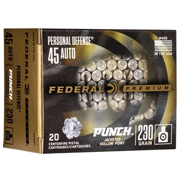 Picture of Federal Punch Personal Defense 45ACP 230gr Jacketed Hollow Point 20 Per Box/10 Case PD45P1