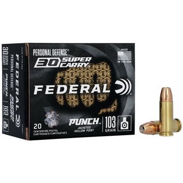 Picture of Federal Punch Personal Defense 30SuperCarry 103gr Hollow Point 20 Per Box/10 Case PD30P1