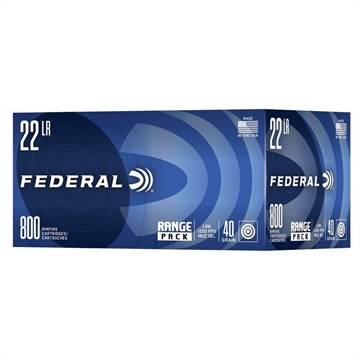 Picture of Federal Range Pack Rimfire Ammunition .22LR 40gr LRN 1200 fps 3200/ct Case (4-800/ct Boxes) 729B800 CASE