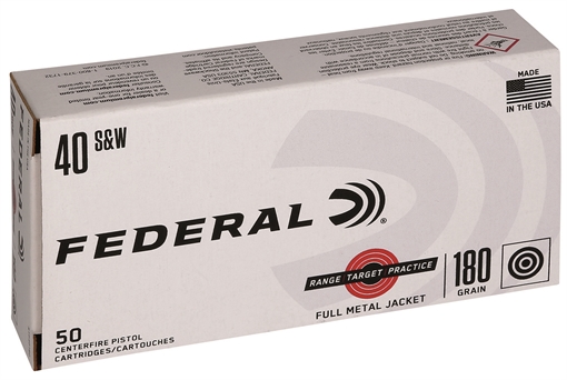 Picture of Federal Range & Target 40S&W 180gr Full Metal Jacket 50 Per Box/20 Case RTP40180