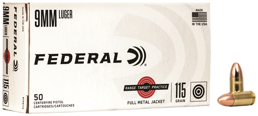 Picture of Federal Range & Target 9mmLuger 115gr Full Metal Jacket 50 Per Box/20 Case RTP9115