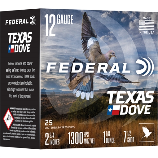 Picture of Federal Federal Texas Dove Shotgun Ammo 12 ga. 2 3/4 in. 1 1/8 oz. 25 rd. TXD12 7.5