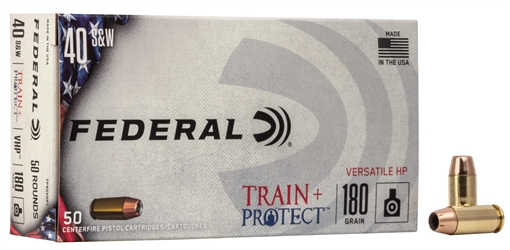 Picture of Federal Train + Protect 40S&W 180gr Versatile Hollow Point 50 Per Box/10 Case TP40VHP1