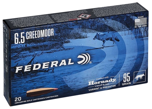 Picture of Federal Varmint & Predator 6.5Creedmoor 95gr Hornady V-Max 20 Per Box/10 Case V65CRDVM95