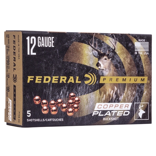 Picture of Federal Premium, Vital Shok, 12 Gauge 2.75", 00 Buck, 1 1/2oz, Buckshot, 12 Pellets, 5 Round Box P15600 P156 00