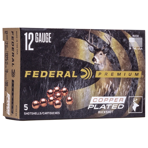 Picture of Federal Premium, Vital Shok, 12 Gauge 2.75", 00 Buck, 1 1/8 oz, Buckshot, 9 Pellets, 5 Round Box P15400 P154 00