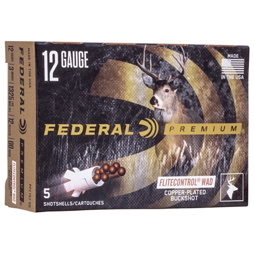 Picture of Federal Premium, FLITECONTROL WAD, 12 Gauge 3", 00 Buck, Buckshot, 12 Pellets, 5 Round Box PFC15700 PFC157 00