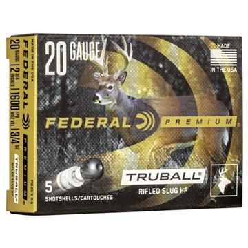 Picture of Federal Premium Vital-Shok TruBall Rifled Slug 20 ga 2 3/4" 3/4 oz Slug 1600 fps - 5/box PB203 RS PB203RS