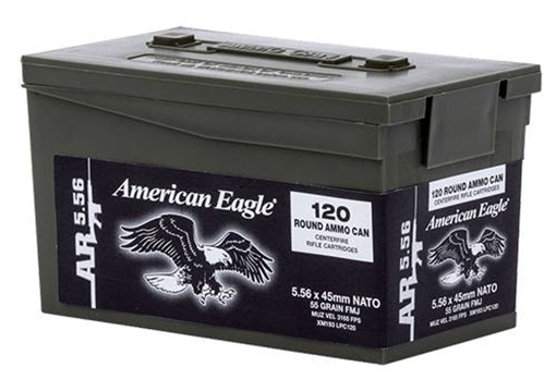 Picture of Federal XM193LPC120 American Eagle XM 5.56 NATO 55 gr Full Metal Jacket Boat Tail (FMJBT) 120 Bx/ 5 Cs 50029465065114