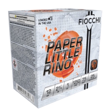 Picture of Fiocchi Paper Little Rino Extrema 12Gauge 2.75" 1oz 7.5Shot 25 Per Box/10 Case 12FPTX75