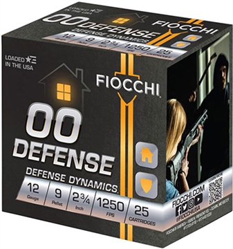 Picture of FIOCCHI DEFENSE BUCKSHOT 12GA 2.75 IN 00 9 PELLET 25RD (10 BOX CASE) 12EX00BK