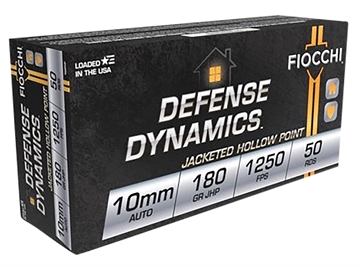 Picture of Fiocchi Defense Dynamics 10mmAuto 180gr Jacketed Hollow Point 50 Per Box/10 Case 10APHP