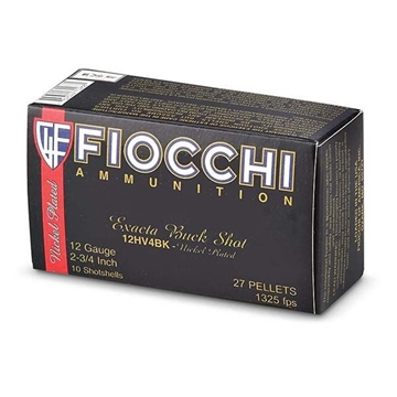 Picture of Fiocchi 12 Gauge 2 3/4 #4 Buck 27 Pellet High Velocity Shells (Box of 10) FIO-12HV4BK