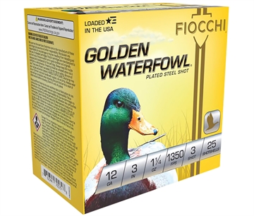 Picture of Fiocchi Golden Waterfowl 12Gauge 3" 1 1/4oz 3Shot 25 Per Box/10 Case 123SGW3