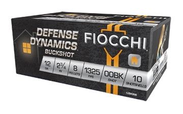 Picture of FIOCCHI DEFENSE DYNAMICS BUCKSHOT AMO 12GA 2.75 IN 8 PELLET 00BK 10RD ( 25 BOXES PER CASE ) 12BK008