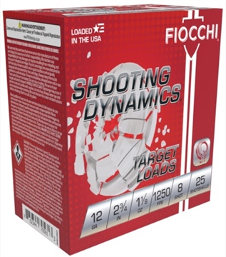 Picture of Fiocchi Fiocchi Shooting Dynamics Shotgun Loads 12 ga. 2.75 in. 1 1/8 oz. 1250 FPS 8 Shot 25 rd. 12SD18X8