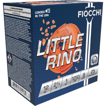Picture of Fiocchi Fiocchi Little Rino Shotgun Loads 12 ga. 2.75 in. 1 oz. 1250 FPS 8 Shot 25 rd. 12TX8
