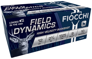 Picture of Fiocchi Field Dynamics 12Gauge 2.75" 9Pellets 00Buck Shot 10 Per Box/25 Case 12HV9P