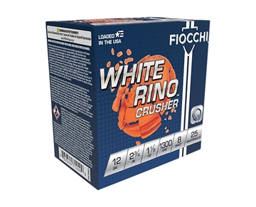 Picture of Fiocchi Exacta Target White Rino Crusher 12Gauge 2.75" 1 1/8oz 8Shot 25 Per Box/10 Case 12WRCRS8
