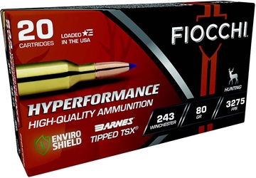 Picture of Fiocchi Hyperformance 243Win 80gr Barnes Tipped TSX 20 Per Box/10 Case 243TTSX