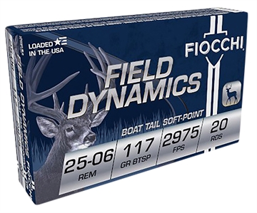 Picture of Fiocchi Ammunition 25-06 Rem 117 Grain Interlock Boat Tail Soft Point 20 Round Box FIO-2506B