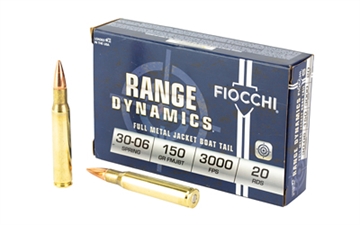 Picture of Fiocchi Range Dynamics 30-06Springfield 150gr Full Metal Jacket Boat Tail 20 Per Box/10 Case 3006A