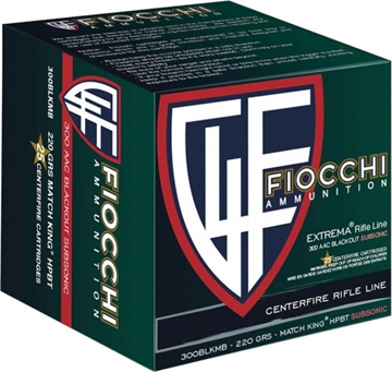 Picture of Fiocchi Range Dynamics Subsonic Sierra Matchking Rifle Ammunition .300 Blackout 220 gr HPBT 1020 fps 25/ct 300BLKMB