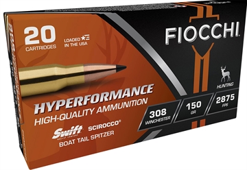 Picture of Fiocchi Hyperformance 308Win 150gr Swift Scirocco II Bonded 20 Per Box/10 Case 308SCA