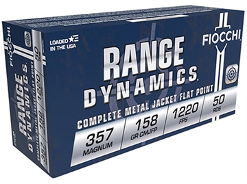 Picture of Fiocchi Range Dynamics 357Mag 158gr Copper Metal Jacket Flat Point 50 Per Box/20 Case 357GCMJ
