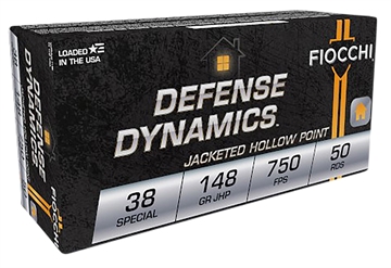 Picture of Fiocchi Defense Dynamics 38Special 148gr Jacketed Hollow Point 50 Per Box/20 Case 38E