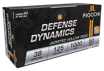 Picture of Fiocchi Defense Dynamics 38Special 125gr Jacketed Hollow Point 50 Per Box/20 Case 38F